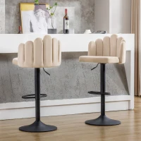 Tabourets de bar en velours, lot de 2, pivotants et réglables en hauteur, chaises de loisirs modernes avec repose-pieds pour restaurants et bars,Beige(m-5)