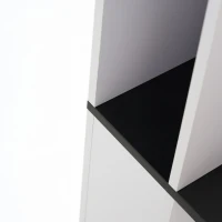 Table basse carrée moderne,  5 compartiments ouverts,  compartiment de rangement central 10x10 cm, 70x70x35 cm, Noir Blanc(m-7)