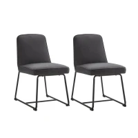 Chaises de salle à manger en lin, chaise de cuisine avec structure en métal et rembourrage, design ergonomique, lot de 2,Gris(m-2)