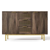 Sideboard Cabinet with 3 Drawers and 2 Doors, Metal Handles, Chest of Drawers for Bedroom, Hallway, 120L x 40W x 76H cm, Dark Brown(m-2)