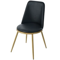 Set di 2 sedie da pranzo, ergonomiche, sedile in pelle PU, telaio in metallo, gambe stabili, 44×41×88 cm, Nero(m-7)