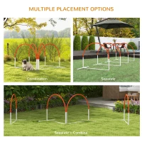 PawHut Dog Agility Equipment Set, Dog Agility Training Equipment for Dogs w/ Oxford Carry Bag, 4 PCS Weave Poles Orange(m-4)