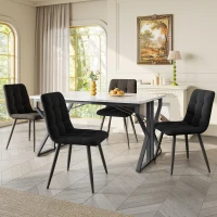 Tavolo da pranzo con gambe in metallo, effetto marmorizzato, struttura in metallo stabile, 119×70×75 cm,Bianco+Nero(m-1)