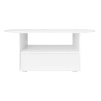 Table basse en forme de nuage avec tiroirs et compartiments de rangement, mécanisme Push-to-Open, Blanc(m-11)