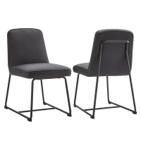 Chaises de salle à manger en lin, chaise de cuisine avec structure en métal et rembourrage, design ergonomique, lot de 2,Gris(m-9)