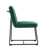 Chaises de salle à manger en velours, chaise de cuisine avec structure en métal noir, chaise rembourrée avec dossier pour salle à manger/salon, Vert(m-11)