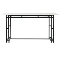 Table à manger luxueux 120x70 cm, table de cuisine moderne avec plateau en MDF et pieds en métal noir pour salle à manger et salon,Noir Blanc(m-9)