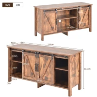 TV-Schrank im Industrie-Design, Sideboard mit 2 Schiebetüren und verstellbaren Ablagen, 120×40×60,5 cm,  Braun(m-3)