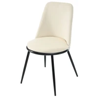 Set de 2 scaune de prânz, design ergonomic, tapițerie din catifea, structură metalică, 44×41×88 cm, Bej(m-8)