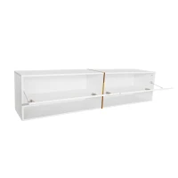 Meuble TV brillant, meuble bas avec portes, espace de rangement combiné, mural/autonome, 172×35×40 cm, Blanc(m-9)