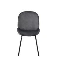 Set de 2 scaune de prânz, spătar rotund, tapițerie din catifea, structură metalică, ergonomice, Gri(m-7)