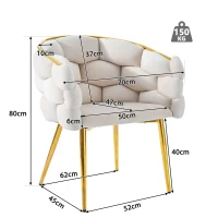 Esszimmerstühle, Luxus-Stuhl mit Goldglanz, edel-samtbezug, verstellbare Vorderbeinstützen, 70x47x80 cm, Beige(m-3)