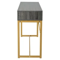 Table d'entrée avec tiroir, style luxe léger, plateau en MDF, structure en métal, 120×38×76 cm,Gris(m-13)