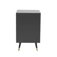 Élégant commode avec 3 tiroirs et accents dorés,  polyvalent,  design anti-basculement,  45x40x65 cm, Blanc+gris(m-8)