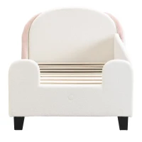 Lit pour enfant 90×200 cm avec sommier à lattes, en forme de lapin, tête de lit en sherpa, montage facile, matelas non inclus,Blanc+Rose(m-11)