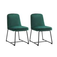 Set de 2 scaune de sufragerie din catifea, scaun tapițat cu spătar pentru sufragerie/living, 46x45x81,5 cm, Verde(m-1)