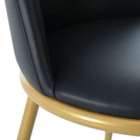 Set di 2 sedie da pranzo, ergonomiche, sedile in pelle PU, telaio in metallo, gambe stabili, 44×41×88 cm, Nero(m-5)