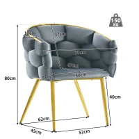 Luxus Samt-Esszimmerstühle mit Goldener Rücken, Komfort-Rückenschutz und verstellbaren Vorderbeinstützen Grau(m-3)