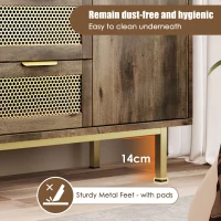 Sideboard Cabinet with 3 Drawers and 2 Doors, Metal Handles, Chest of Drawers for Bedroom, Hallway, 120L x 40W x 76H cm, Dark Brown(m-6)