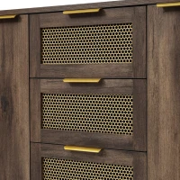 Sideboard Cabinet with 3 Drawers and 2 Doors, Metal Handles, Chest of Drawers for Bedroom, Hallway, 120L x 40W x 76H cm, Dark Brown(m-11)