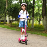 HOMCOM Folding Electric Kids Scooter Ride on Age 7-14, Pink(m-2)