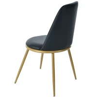 Set di 2 sedie da pranzo, ergonomiche, sedile in pelle PU, telaio in metallo, gambe stabili, 44×41×88 cm, Nero(m-8)