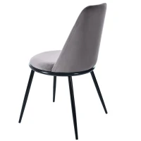 Set de 2 scaune de prânz, tapițerie din catifea, structură metalică, spătar ergonomic, 44×41×88 cm, Gri(m-9)