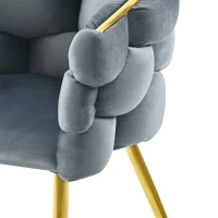 Luxus Samt-Esszimmerstühle mit Goldener Rücken, Komfort-Rückenschutz und verstellbaren Vorderbeinstützen Grau(m-6)