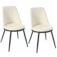 Set de 2 scaune de prânz, design ergonomic, tapițerie din catifea, structură metalică, 44×41×88 cm, Bej(m-1)