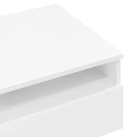 Tavolino da salotto LED lucido con 2 cassetti, con luci LED a 16 colori e USB, 95×50×35 cm, Bianco(m-6)