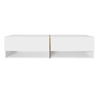 Meuble TV brillant, meuble bas avec portes, espace de rangement combiné, mural/autonome, 172×35×40 cm, Blanc(m-2)