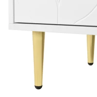 Credenza con 2 ante, 3 ripiani, 6 scomparti, piedi e maniglia dorati, motivo floreale, per soggiorno, bagno e camera da letto, 75L x 40P x 90A, Dorato + Bianco(m-11)