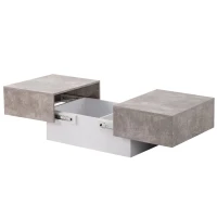Table basse universelle avec finition brillante,  table extensible et espace de rangement,  design moderne,  102×60×40 cm, Gris(m-9)