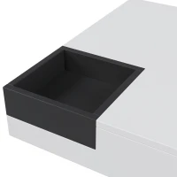 Couchtisch Hochglanz, Beistelltisch mit abnehmbarer Aufbewahrungsbox und LED-Lichteffekt, 72×72×30 cm, Weiß(m-7)