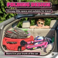 HOMCOM Folding Electric Kids Scooter Ride on Age 7-14, Pink(m-5)