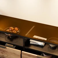 Anti-tip Sideboard Cabinet with Storage Drawers and Shelves, Wooden Drawer Chest for Living Room, 120L x 40W x 80H cm, Oak(m-9)