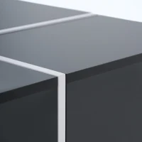 Table basse élégante en finition brillante avec compartiment de rangement intégré et 4 tiroirs,  70×70×35 cm, Noir Blanc(m-7)
