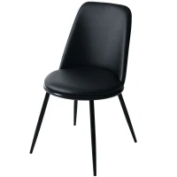 Set de 2 scaune de prânz ergonomice, șezut din piele PU, structură metalică, 44×41×88 cm, Negru(m-7)