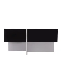 Elegante Tavolino da Caffè Lucido con Vano Portaoggetti Integrato e 4 Cassetti, 70×70×35 cm, Nero e Bianco(m-11)