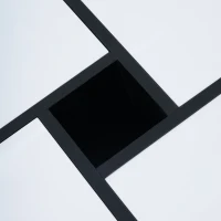 Table basse carrée moderne,  5 compartiments ouverts,  compartiment de rangement central 10x10 cm, 70x70x35 cm, Noir Blanc(m-9)