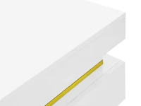 Tavolino Salotto Moderno Lucido con 2 Cassetti e Accenti Dorati, Materiali di Alta Qualità, 70×70×35.5 cm, Bianco(m-6)