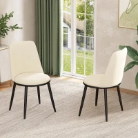 Set de 2 scaune de prânz, design ergonomic, tapițerie din catifea, structură metalică, 44×41×88 cm, Bej(m-2)