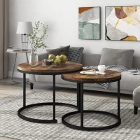 Runder Couchtisch 70 cm, MDF-Tischplatte, elegant für Wohnzimmer, Familie und Freunde, Braun(m-1)