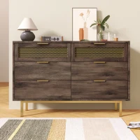 Sideboard Cabinet with 6 Drawers and Metal Handles, Multipurpose Storage Cabinets for Hallway, Bedroom, 120L x 40W x 76H cm, Dark Brown(m-1)