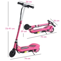 HOMCOM Folding Electric Kids Scooter Ride on Age 7-14, Pink(m-3)