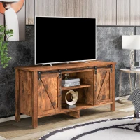 TV-Schrank im Industrie-Design, Sideboard mit 2 Schiebetüren und verstellbaren Ablagen, 120×40×60,5 cm,  Braun(m-1)