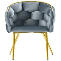 Chaise en velours de luxe avec dossier à éclat doré, protection dorsale confortable, Gris(m-7)