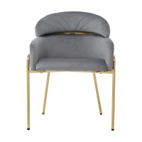 Chaise de salle à manger avec revêtement en velours, Design léger et luxueux, Quatre pieds en métal, Polyvalente pour salon et chambre à coucher, Ergonomique et stable,Gris(m-10)