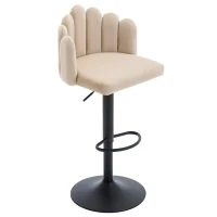 Set di 2 sgabelli da bar velluto, girevoli e regolabili in altezza, sedie moderne con poggiapiedi per ristoranti e bar, Beige(m-12)