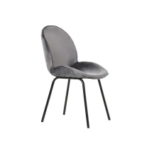 Set de 2 scaune de prânz, spătar rotund, tapițerie din catifea, structură metalică, ergonomice, Gri(m-8)